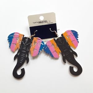 Pastel Collection Elephant Wooden Earrings